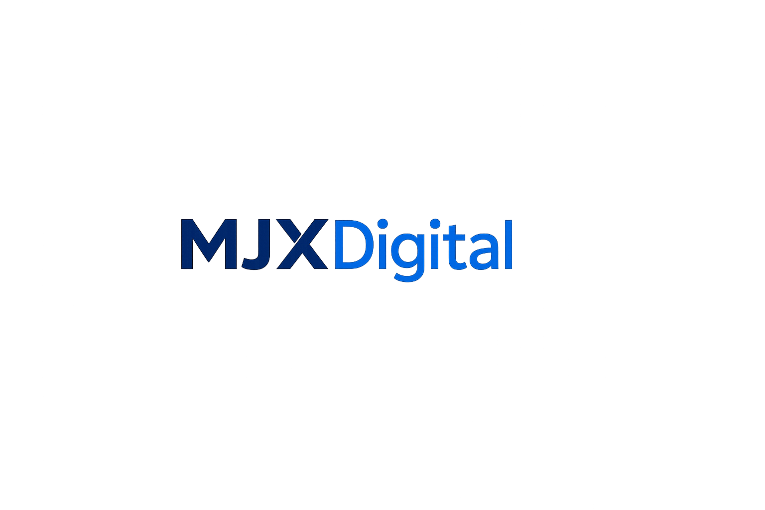 MJXDigital logo in blue tones on black background, representing a modern digital marketing brand.