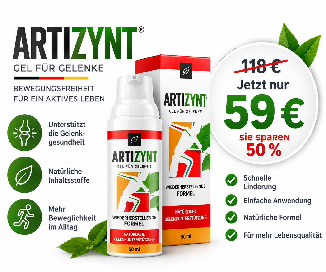 Artizynt Gel für Gelenke mit aktuellem Preis von 59 €