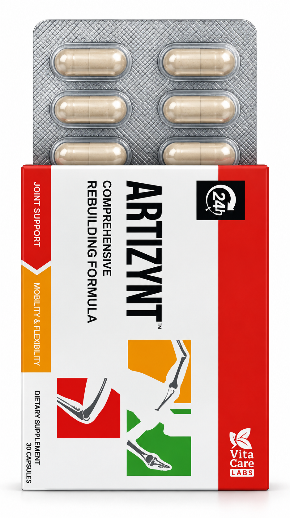 ArtiZynt Nahrungsergänzungsmittel mit Produktverpackung und Blister